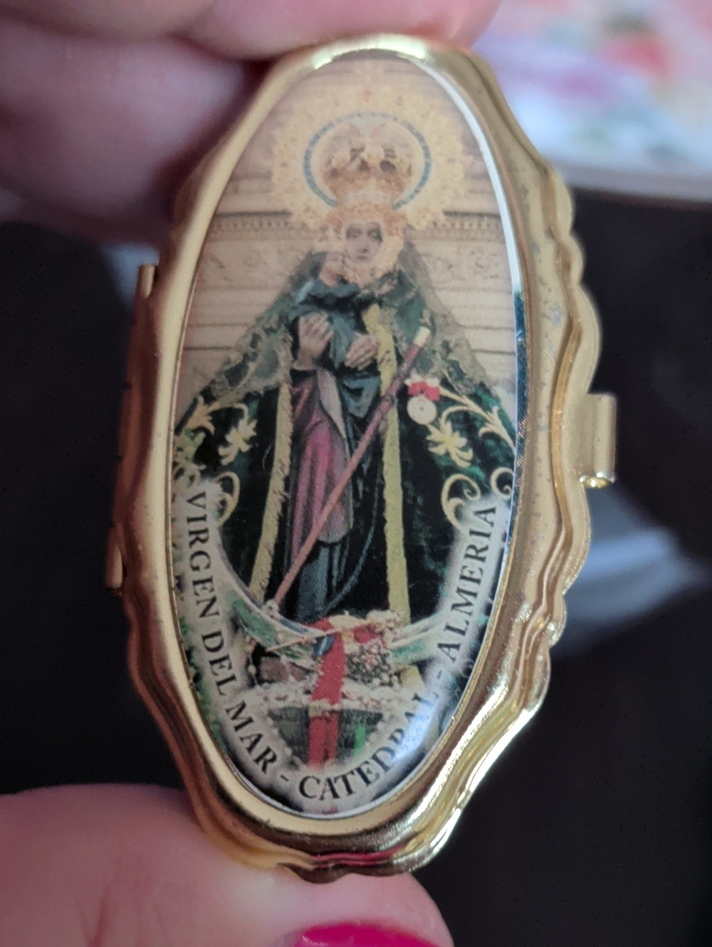 Virgen del Mar Cathedral Almeria Vintage Pill Box/ Trinket Gold Plated